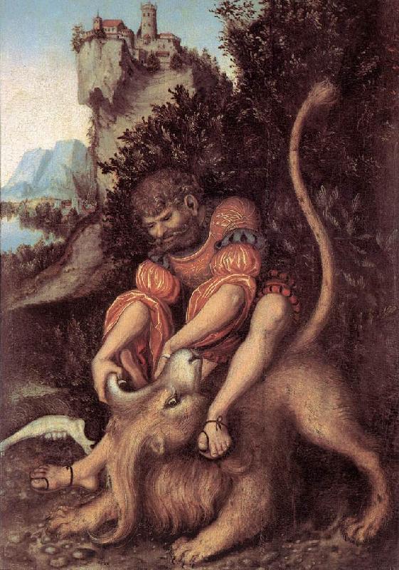 CRANACH, Lucas the Elder Samson s Fight with the Lion Sweden oil painting art